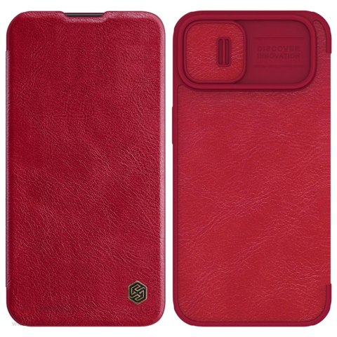 Nillkin Qin Leather Pro Case etui iPhone 14 Plus osłona na aparat kabura pokrowiec obudowa z klapką czerwony