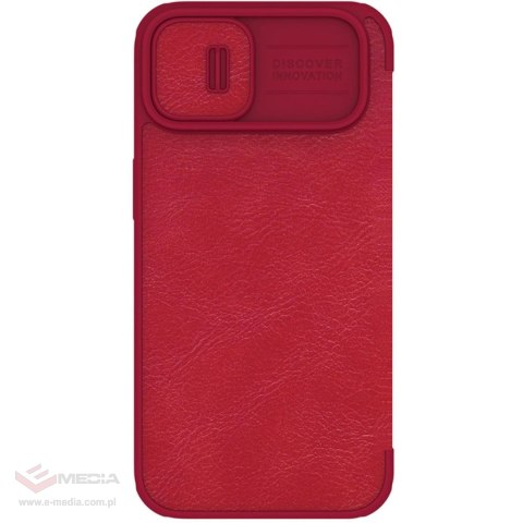 Nillkin Qin Leather Pro Case etui iPhone 14 Plus osłona na aparat kabura pokrowiec obudowa z klapką czerwony