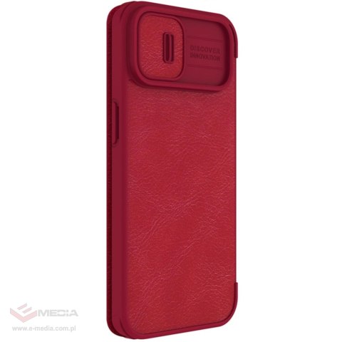 Nillkin Qin Leather Pro Case etui iPhone 14 Plus osłona na aparat kabura pokrowiec obudowa z klapką czerwony