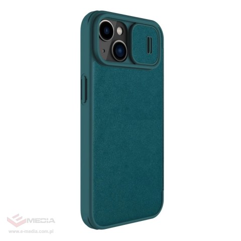 Nillkin Qin Leather Pro Case etui iPhone 14 Plus osłona na aparat kabura pokrowiec obudowa z klapką zielony