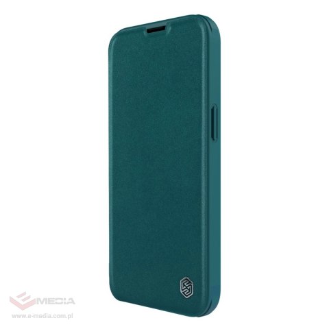 Nillkin Qin Leather Pro Case etui iPhone 14 Plus osłona na aparat kabura pokrowiec obudowa z klapką zielony