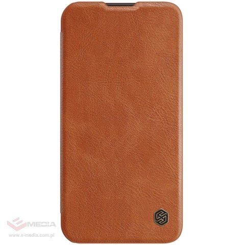 Nillkin Qin Leather Pro Case etui iPhone 14 Pro Max osłona na aparat kabura pokrowiec obudowa z klapką brązowy