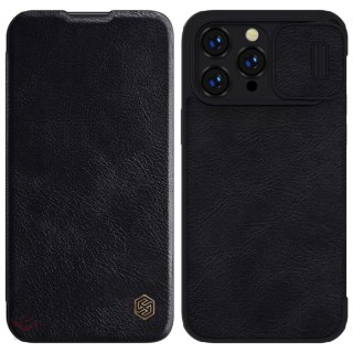 Nillkin Qin Leather Pro Case etui iPhone 14 Pro Max osłona na aparat kabura pokrowiec obudowa z klapką czarny