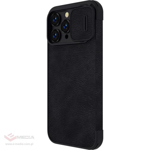 Nillkin Qin Leather Pro Case etui iPhone 14 Pro Max osłona na aparat kabura pokrowiec obudowa z klapką czarny