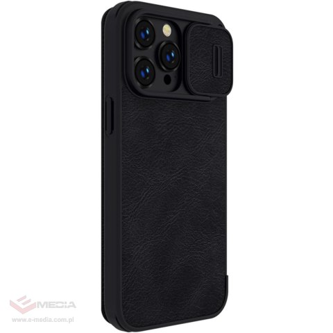 Nillkin Qin Leather Pro Case etui iPhone 14 Pro Max osłona na aparat kabura pokrowiec obudowa z klapką czarny