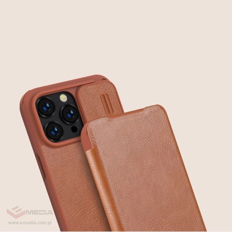 Nillkin Qin Leather Pro Case etui iPhone 14 Pro Max osłona na aparat kabura pokrowiec obudowa z klapką czarny