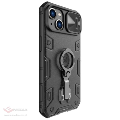 Nillkin CamShield Armor Pro Magnetic Case etui iPhone 14 Plus MagSafe pancerny pokrowiec podstawka ring czarny