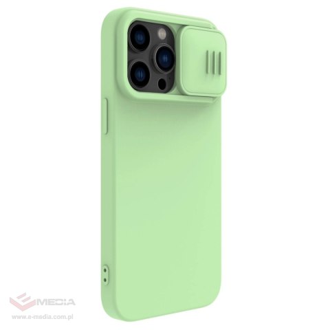 Nillkin CamShield Silky Silicone Case etui iPhone 14 Pro Max pokrowiec z osłoną na aparat zielony