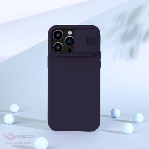 Nillkin CamShield Silky Silicone Case etui iPhone 14 Pro Max silikonowy pokrowiec z osłoną na aparat niebieskie