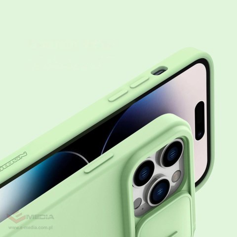 Nillkin CamShield Silky Silicone Case etui iPhone 14 Pro pokrowiec z osłoną na aparat zielony