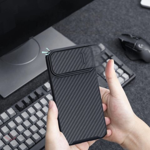 Nillkin Synthetic Fiber S Case etui iPhone 14 Pro z osłoną na aparat czarny