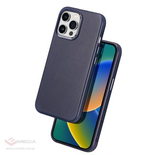 Dux Ducis Naples etui iPhone 14 Pro Max magnetyczny skórzany pokrowiec MagSafe niebieskie