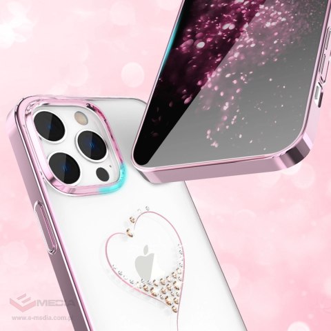 Etui silikonowe z kryształami Swarovski Kingxbar Wish Series do iPhone 14 Pro - różowe