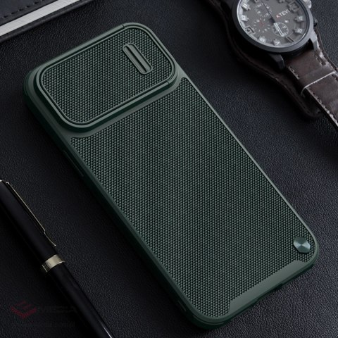 Nillkin Textured S Case etui iPhone 14 Pro Max pancerny pokrowiec z osłoną na aparat ciemnozielone