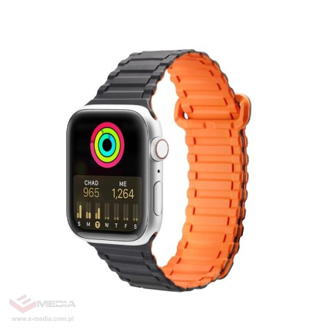 Pasek Dux Ducis Strap (Armor Version) do Apple Watch SE/9/8/7/6/5/4/3/2/1 (41/40/38mm) magnetyczny - czarno-pomarańczowy