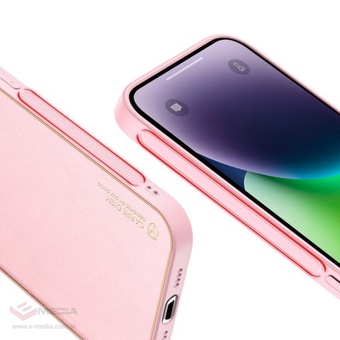 Dux Ducis Yolo etui iPhone 14 Plus elegancki pokrowiec ze skóry ekologicznej różowy