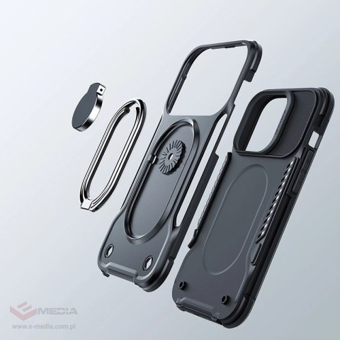 Joyroom Dual Hinge etui iPhone 14 Plus pancerny pokrowiec z podstawką uchwytem ring holder czarne