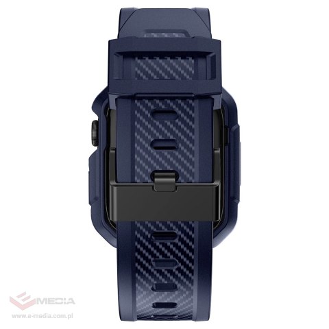 Kingxbar CYF106 2w1 pancerne etui Apple Watch SE, 9, 8, 7, 6, 5, 4, 3, 2, 1 (41, 40, 38 mm) z paskiem niebieskie