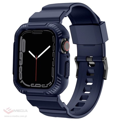 Kingxbar CYF106 2w1 pancerne etui Apple Watch SE, 9, 8, 7, 6, 5, 4, 3, 2, 1 (41, 40, 38 mm) z paskiem niebieskie