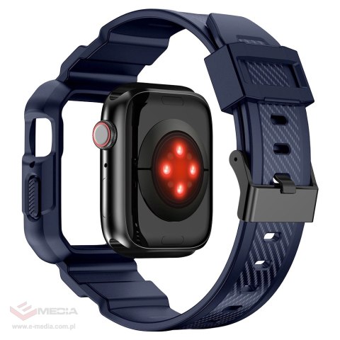 Kingxbar CYF106 2w1 pancerne etui Apple Watch SE, 9, 8, 7, 6, 5, 4, 3, 2, 1 (41, 40, 38 mm) z paskiem niebieskie