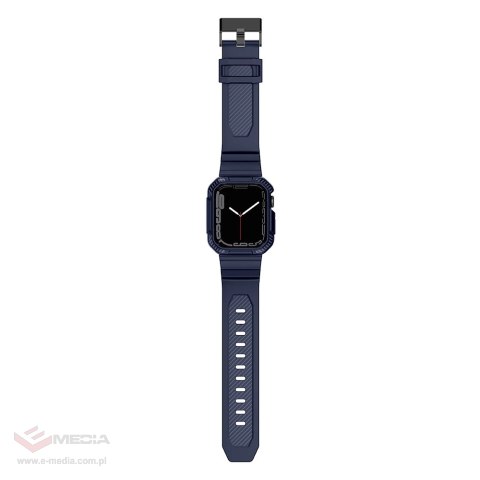 Kingxbar CYF106 2w1 pancerne etui Apple Watch SE, 9, 8, 7, 6, 5, 4, 3, 2, 1 (41, 40, 38 mm) z paskiem niebieskie