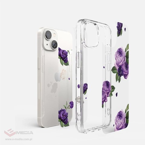 Ringke Fusion Design pancerne etui pokrowiec z żelową ramką iPhone 14 Plus przezroczysty (Purple rose) (FD637E29)