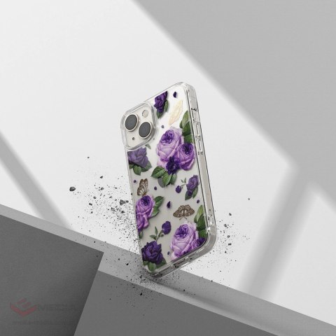 Ringke Fusion Design pancerne etui pokrowiec z żelową ramką iPhone 14 Plus przezroczysty (Purple rose) (FD637E29)