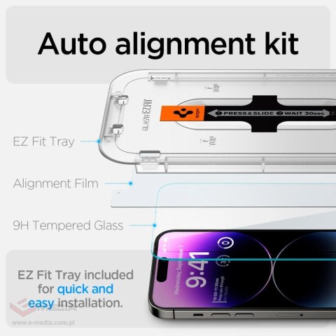 Szkło hartowane Spigen Glas.tR EZ Fit na iPhone 14 Pro Max - 2 szt.