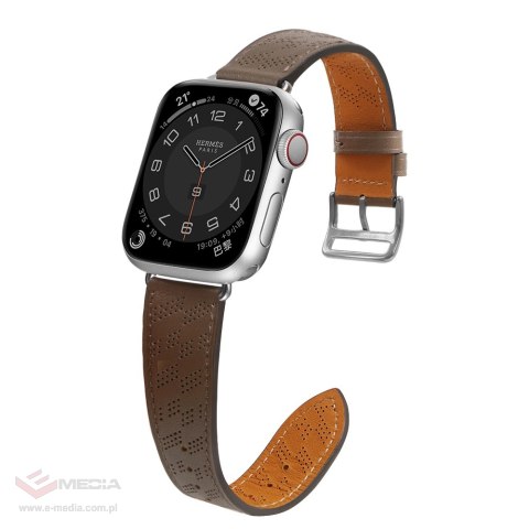 Strap Leather skórzany pasek Apple Watch SE, 9, 8, 7, 6, 5, 4, 3, 2, 1 (41, 40, 38 mm) opaska bransoleta ciemnobrązowy