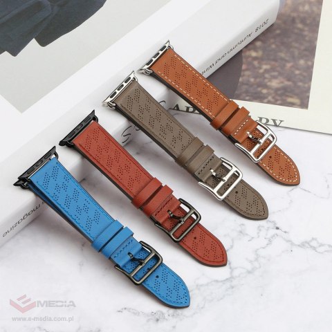 Strap Leather skórzany pasek Apple Watch SE, 9, 8, 7, 6, 5, 4, 3, 2, 1 (41, 40, 38 mm) opaska bransoleta ciemnobrązowy