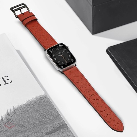 Strap Leather skórzany pasek Apple Watch SE, 9, 8, 7, 6, 5, 4, 3, 2, 1 (41, 40, 38 mm) opaska bransoleta czerwony