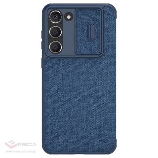 Nillkin Qin Cloth Pro Case etui Samsung Galaxy S23+ pokrowiec z klapką osłona na aparat niebieskie