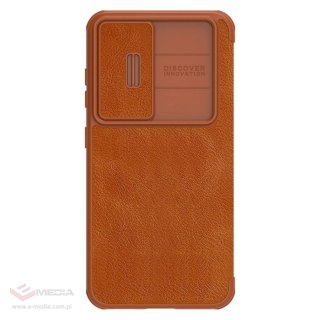 Nillkin Qin Leather Pro Case etui Samsung Galaxy S23+ pokrowiec z klapką osłona na aparat brązowe