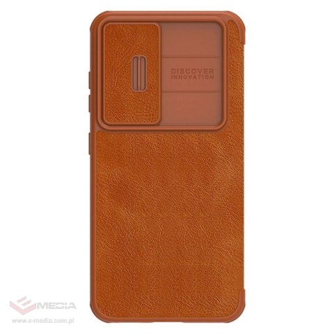 Nillkin Qin Leather Pro Case etui Samsung Galaxy S23+ pokrowiec z klapką osłona na aparat brązowe