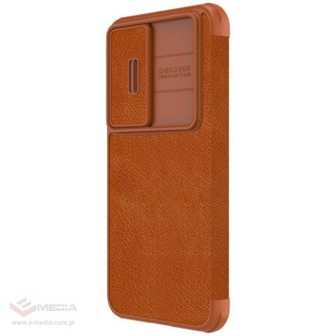 Nillkin Qin Leather Pro Case etui Samsung Galaxy S23+ pokrowiec z klapką osłona na aparat brązowe