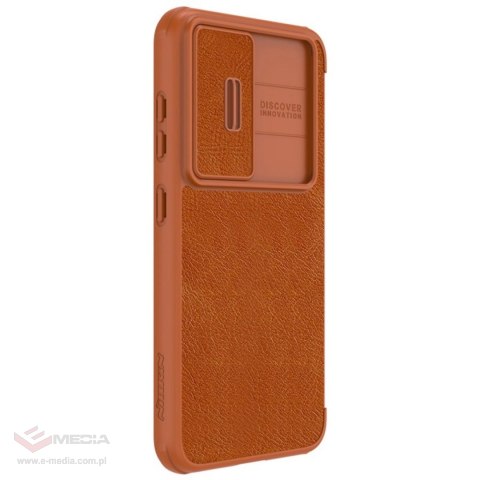 Nillkin Qin Leather Pro Case etui Samsung Galaxy S23+ pokrowiec z klapką osłona na aparat brązowe