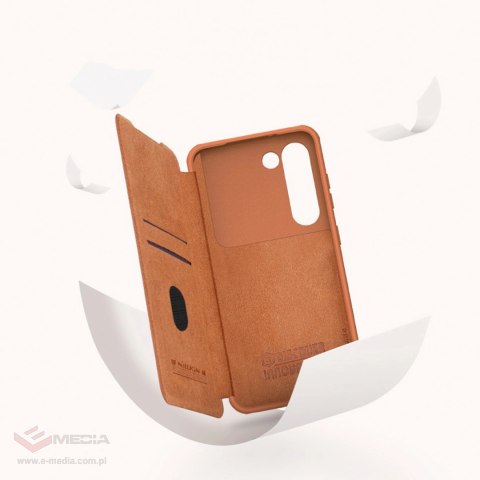 Nillkin Qin Leather Pro Case etui Samsung Galaxy S23+ pokrowiec z klapką osłona na aparat brązowe