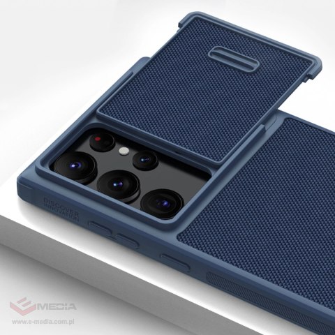 Nillkin Textured S Case etui Samsung Galaxy S22 Ultra pancerny pokrowiec z osłoną na aparat niebieskie