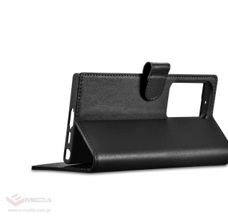 ICarer Wallet Case etui do Samsung Galaxy S23 Ultra skórzany pokrowiec portfel czarne