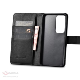 ICarer Wallet Case etui do Samsung Galaxy S23+ skórzany pokrowiec portfel czarne