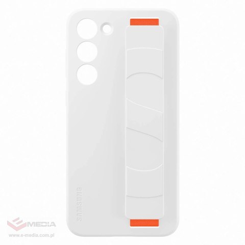 Samsung Silicone Grip Cover etui Samsung Galaxy S23+ silikonowy pokrowiec z paskiem na rękę białe (EF-GS916TWEGWW)