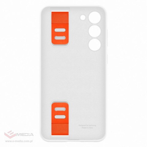 Samsung Silicone Grip Cover etui Samsung Galaxy S23+ silikonowy pokrowiec z paskiem na rękę białe (EF-GS916TWEGWW)