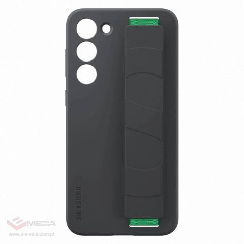 Samsung Silicone Grip Cover etui Samsung Galaxy S23+ silikonowy pokrowiec z paskiem na rękę czarne (EF-GS916TBEGWW)