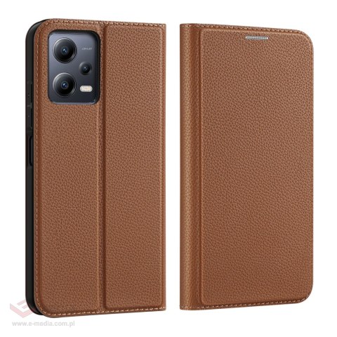 Dux Ducis Skin X2 etui do Xiaomi Redmi Note 12 5G / Poco X5 5G pokrowiec z klapką portfel podstawka brązowe