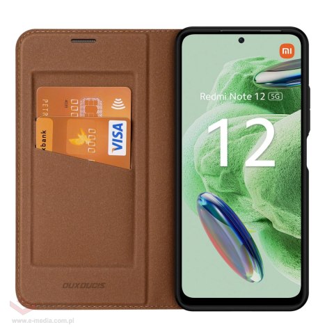 Dux Ducis Skin X2 etui do Xiaomi Redmi Note 12 5G / Poco X5 5G pokrowiec z klapką portfel podstawka brązowe