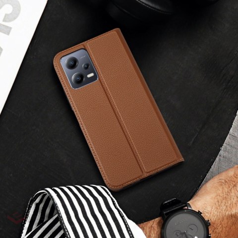 Dux Ducis Skin X2 etui do Xiaomi Redmi Note 12 5G / Poco X5 5G pokrowiec z klapką portfel podstawka brązowe