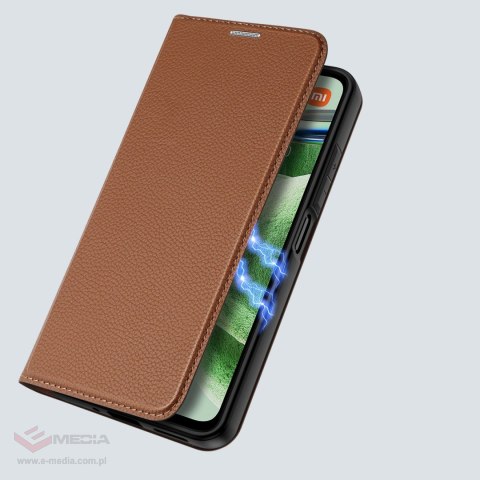 Dux Ducis Skin X2 etui do Xiaomi Redmi Note 12 5G / Poco X5 5G pokrowiec z klapką portfel podstawka brązowe