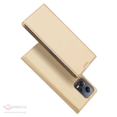 Dux Ducis Skin Pro etui do Xiaomi Redmi Note 12 Pro / Poco X5 Pro 5G pokrowiec z klapką portfel na kartę podstawka złote