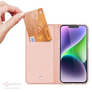 Etui do iPhone 15 Plus pokrowiec z klapką i portfelem Dux Ducis Skin Pro - różowe