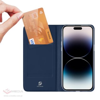 Etui do iPhone 15 Pro Max pokrowiec z klapką i portfelem Dux Ducis Skin Pro - niebieski